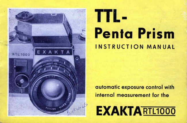 Exakta RTL 1000 TTL - Penta Prism manual cover
