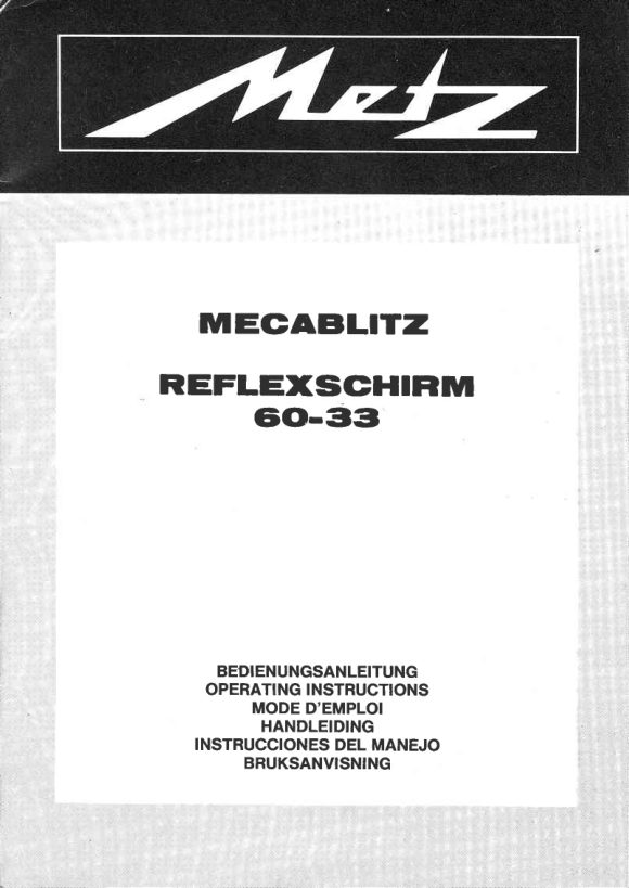 Metz Mecablitz 60-33 manual cover