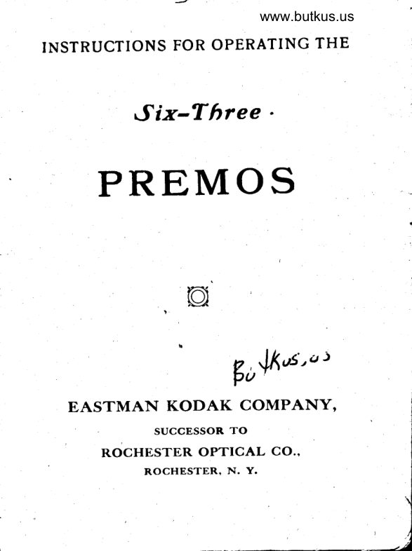 Kodak Premos Six-Three manual cover