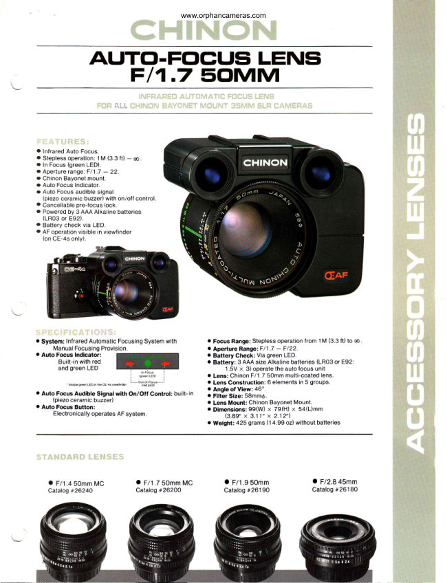 Chinon Auto-focus (50mm) manual cover