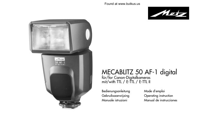 Metz Mecablitz 50 AF-1 Canon cameras manual cover
