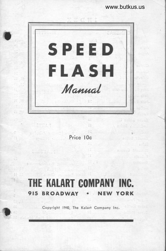Kalart Speed Flash manual cover