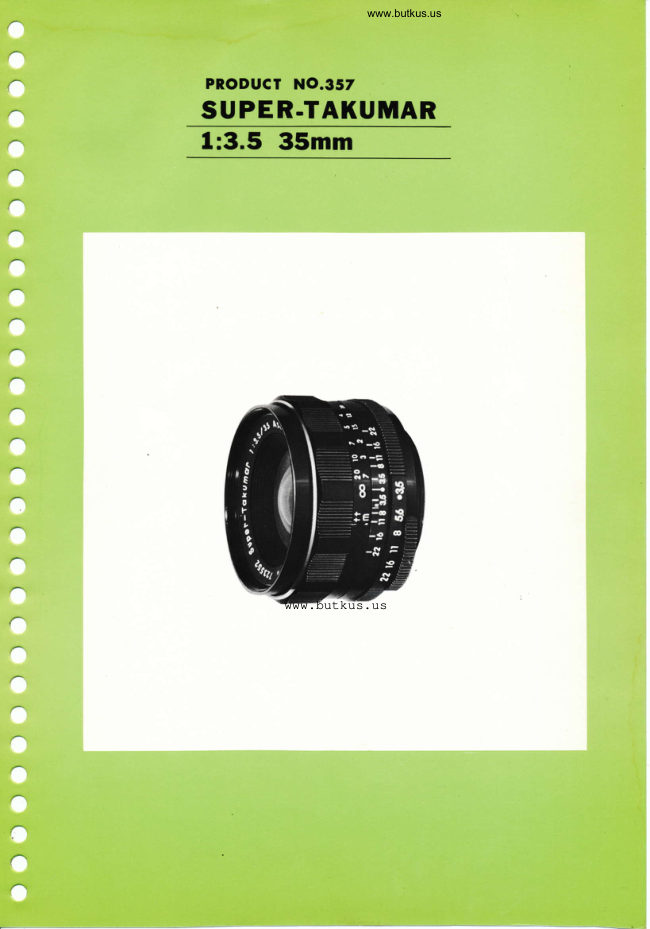 Pentax Super Takumar 35mm F3.5 manual cover