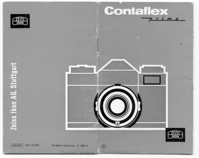Zeiss Ikon CONTAFLEX Prima manual cover