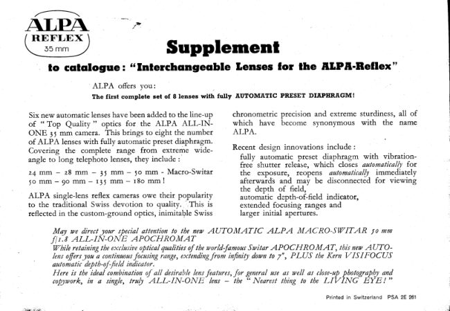 Alpa lenses booklet manual cover