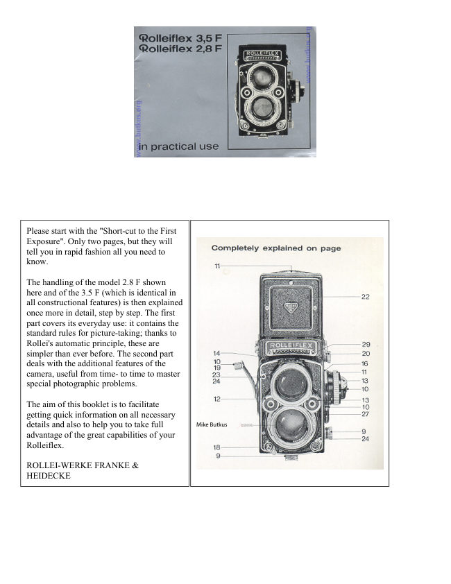 Rolleiflex 3.5F - 2.8F manual cover