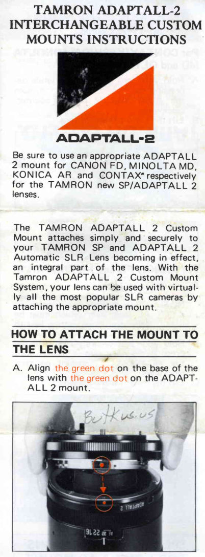 Tamron Adaptall / Adaptall - II manual cover