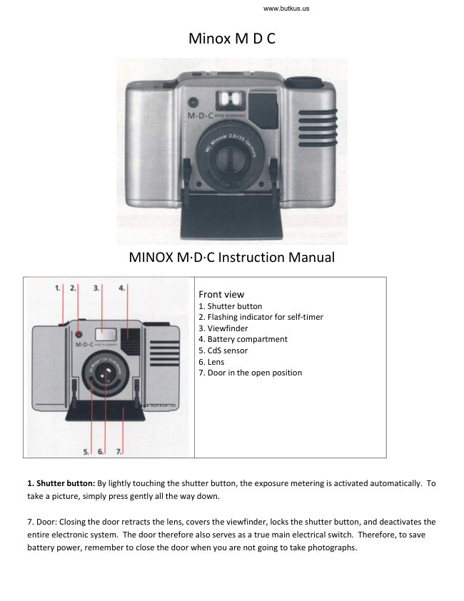 MINOX M-D-C manual cover