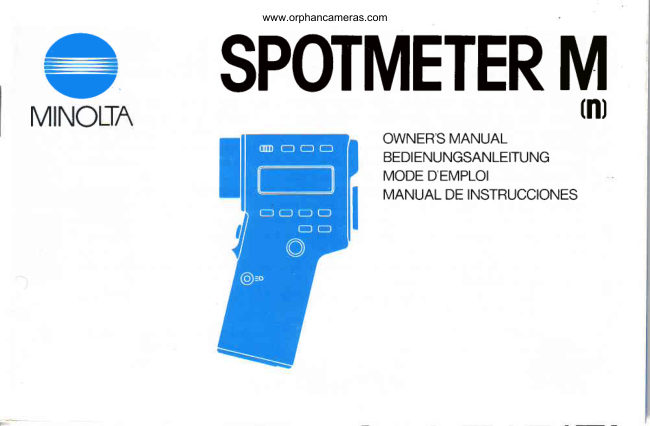 Minolta Spotmeter Mn manual cover