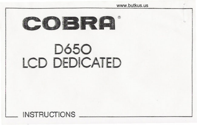 Cobra D650 manual cover