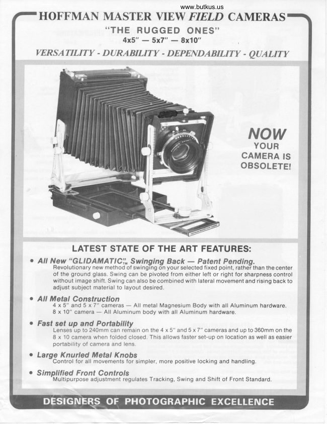 Hoffman Master View Field Camera manual cover