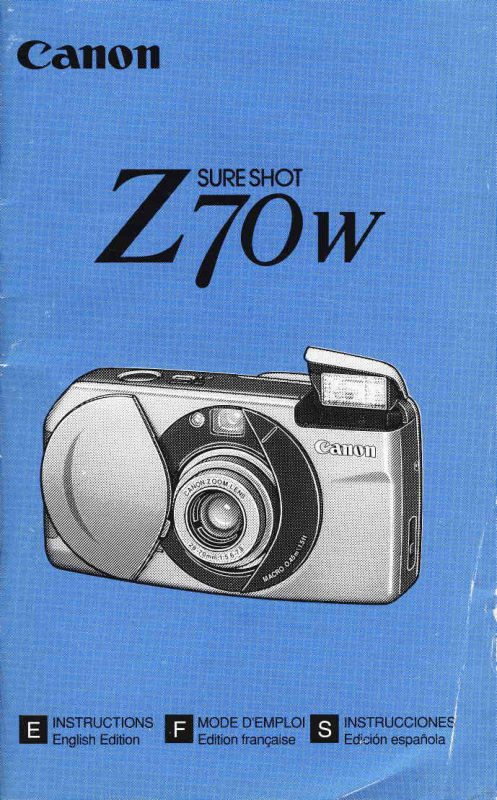 Canon Sure Shot Z70W PT. 1 manual cover