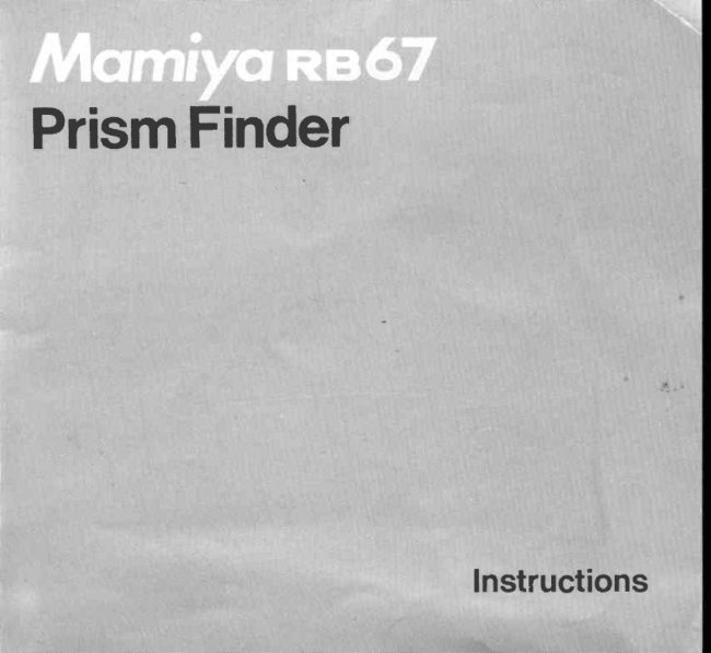 Mamiya RB67 Prism Finder manual cover