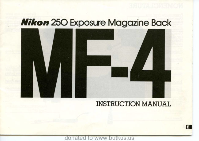 Nikon MF-4 BOOKLET manual cover
