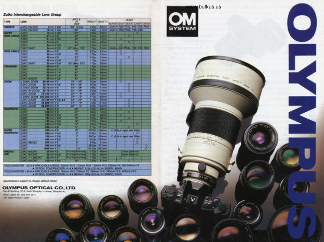 Olympus OM Lens System manual cover