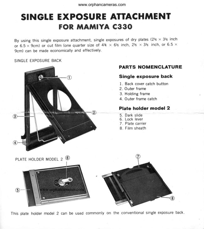 Mamiya Single Exposure Attachment manual cover