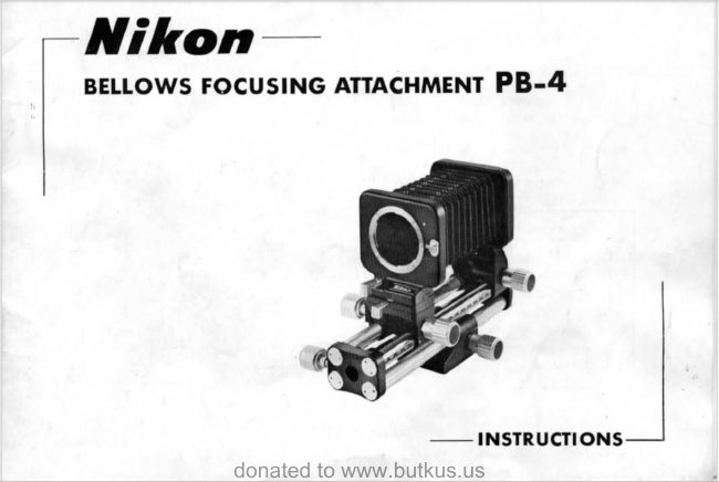 Nikon Bellows PB-4 manual cover