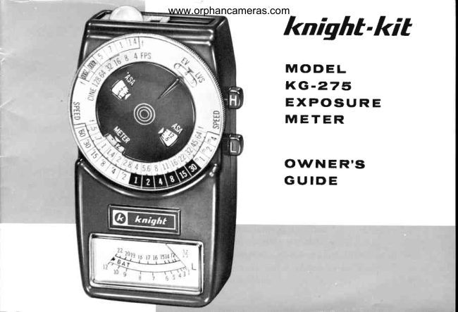 Knight-Kit KG-275 light meter manual cover