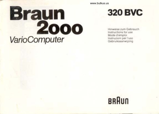 Braun 2000 320 Bvc Single manual cover