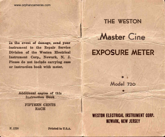 Weston Master Cine manual cover