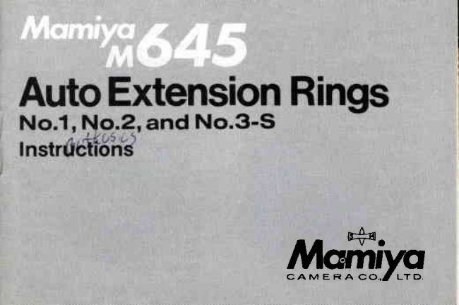 Mamiya M645 Auto Extension Rings manual cover