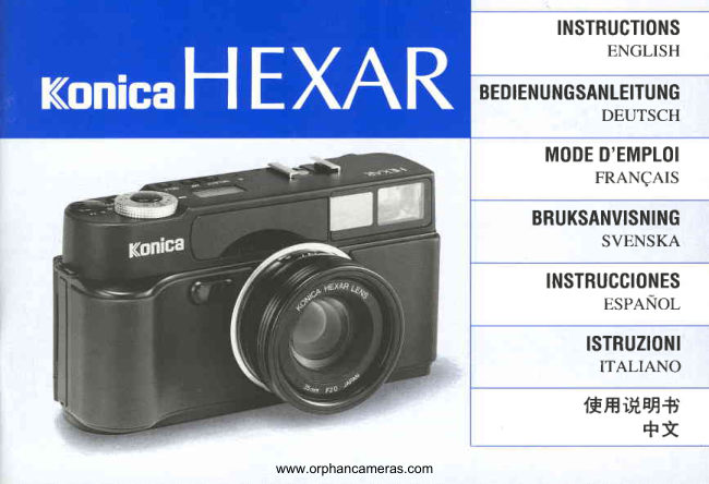 Konica Hexar manual cover