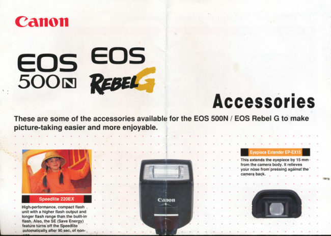 Canon Rebel G accessories manual cover