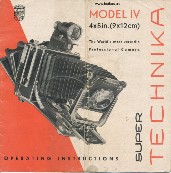 Linhof SUPER TECHNIKA MODEL 4X5 manual cover