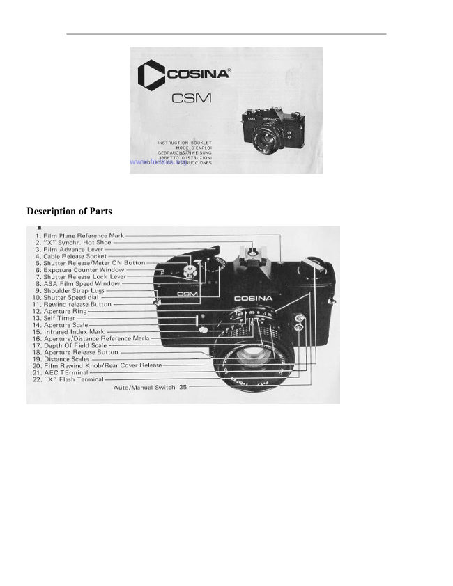 Cosina CSM manual cover