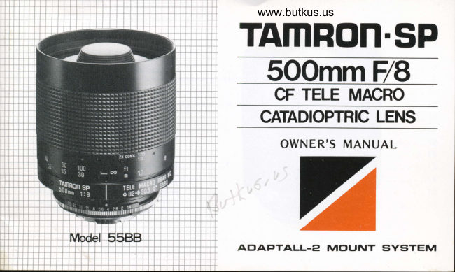 TAMRON SP 500mm F/8 manual cover