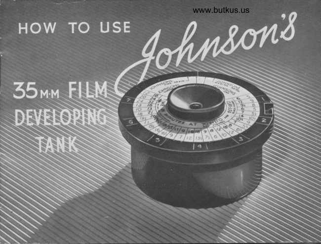 Johnson's 35mm Film Developing Tank manual cover