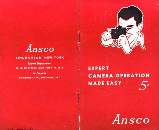Ansco Camera Operation, 1948 manual cover