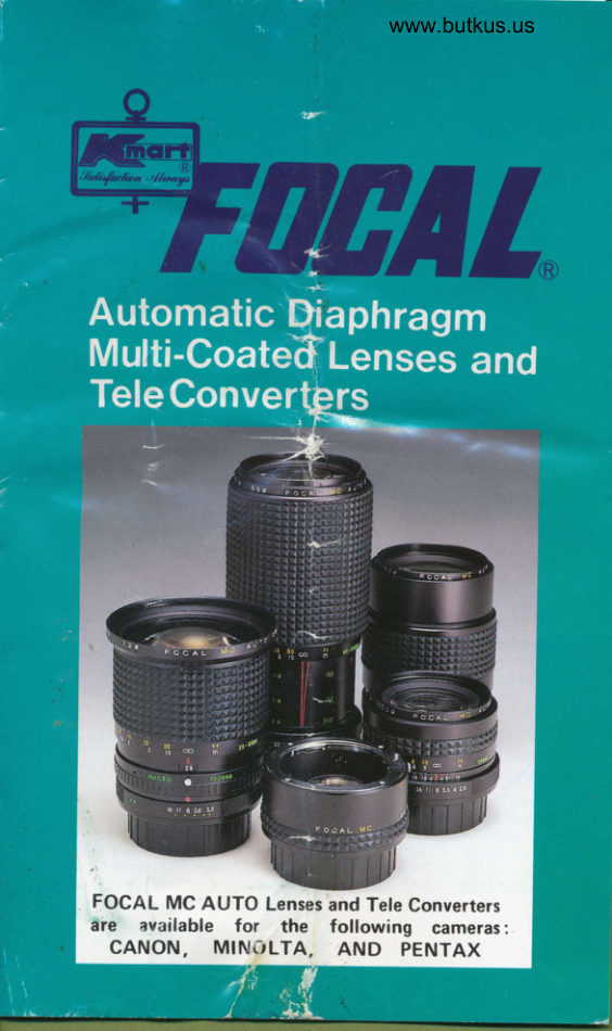 Focal auto diaphragm lensesand tele-extenders manual cover