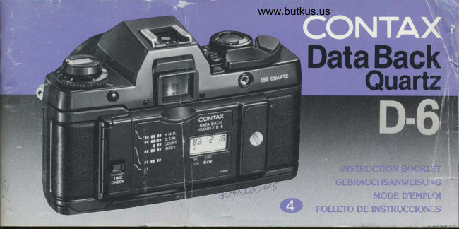 Contax Data Back D-6 manual cover