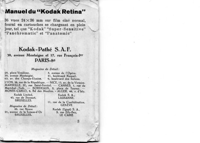 Kodak Retina 1 manual cover