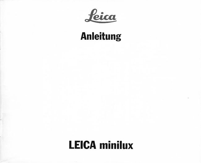 Leica Minilux manual cover