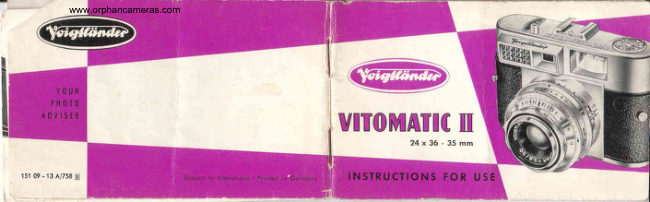 Voigtlander Vitomatic II manual cover