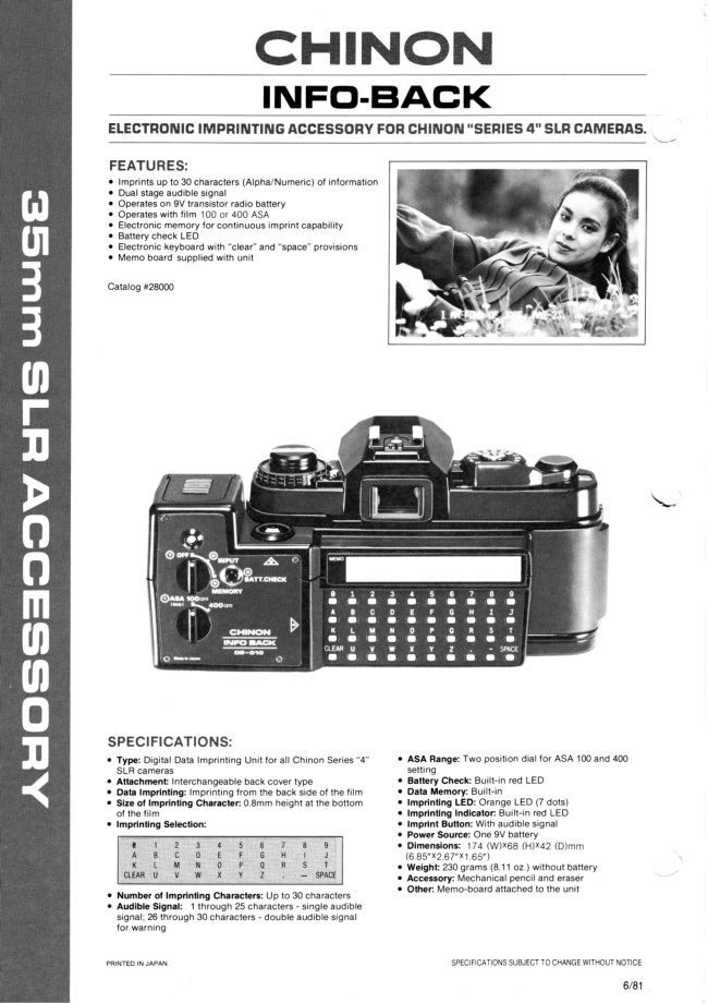 Chinon Info Back manual cover