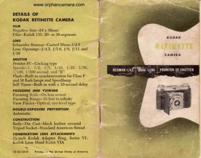 Kodak Retinette manual cover