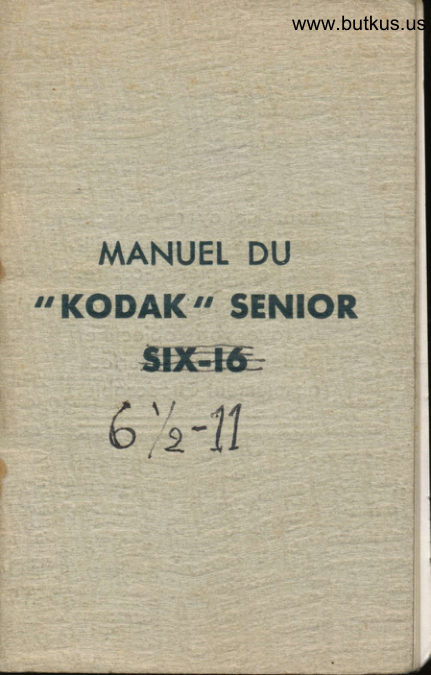Kodak Senior Six-16 manual cover