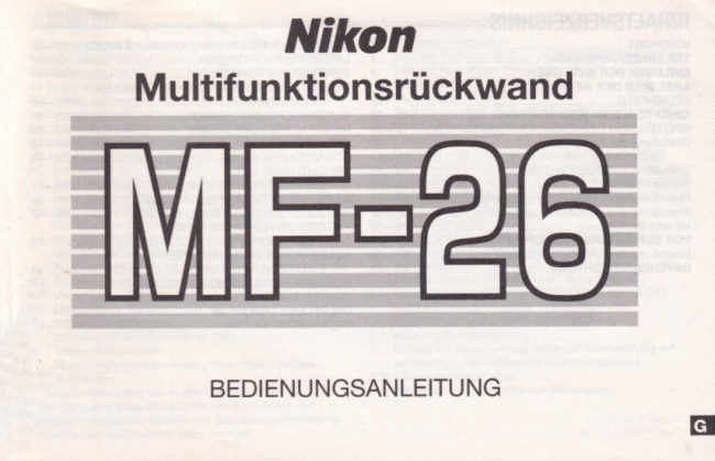 Nikon MF-26 manual cover