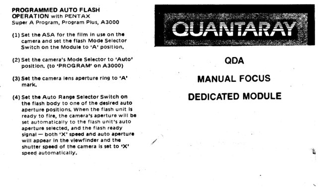 Quantaray QDA modules manual cover