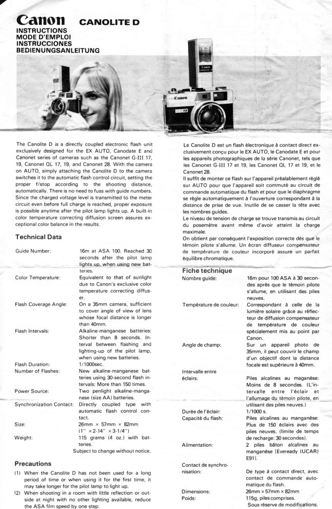 Canon Canolite D manual cover