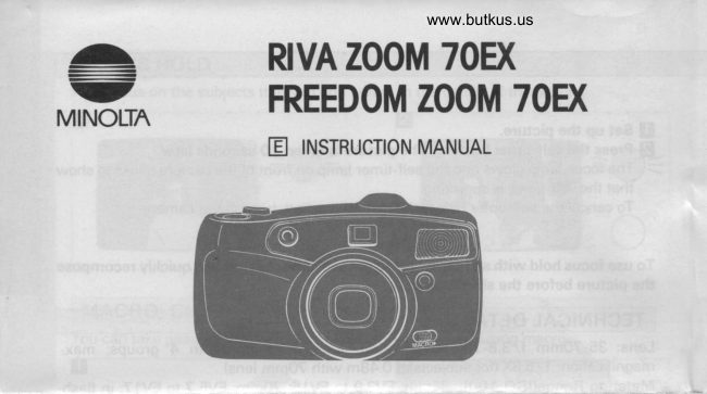 Minolta RIVA Zoom 70EX Minolta Freedom Zoom 70EX manual cover