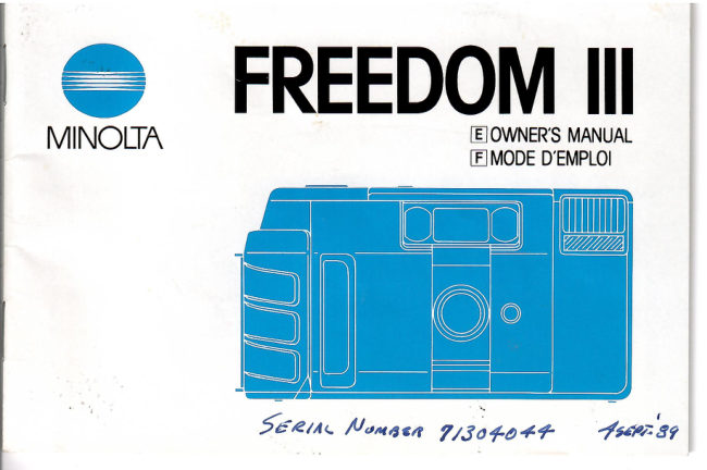 Minolta Freedom III manual cover
