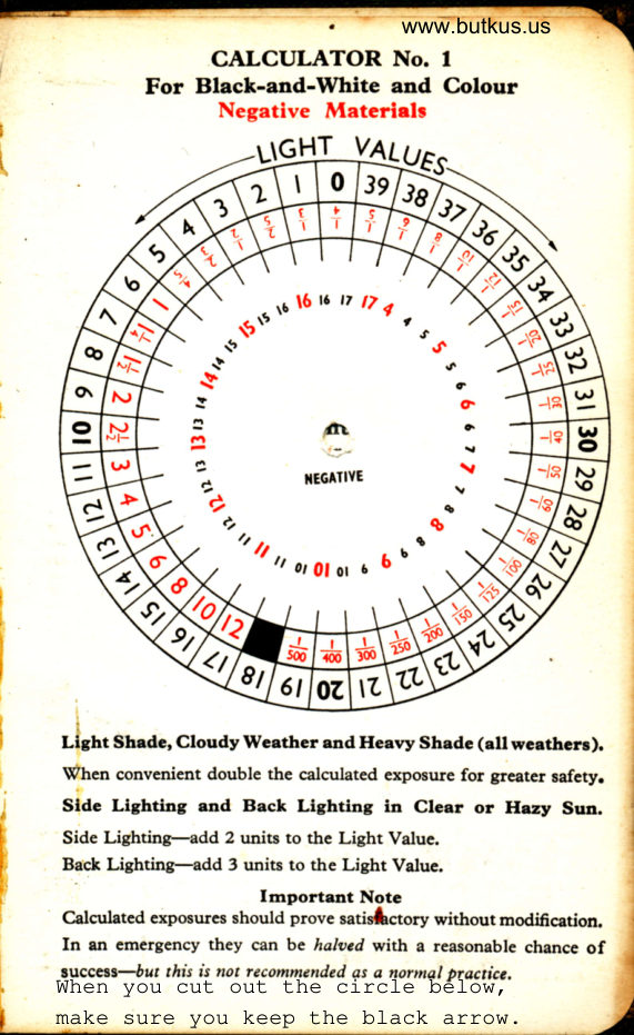 Exposure and light values — calculator dial manual cover