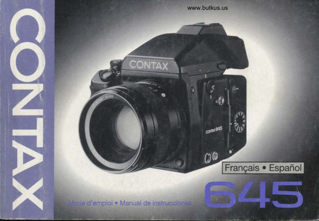 Contax 645instruction manual cover