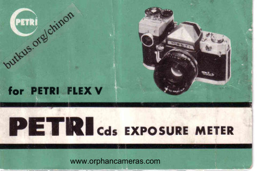 Petri CDs exposure meter manual cover