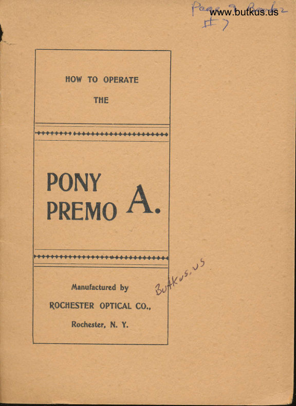Kodak Pony Premo A manual cover