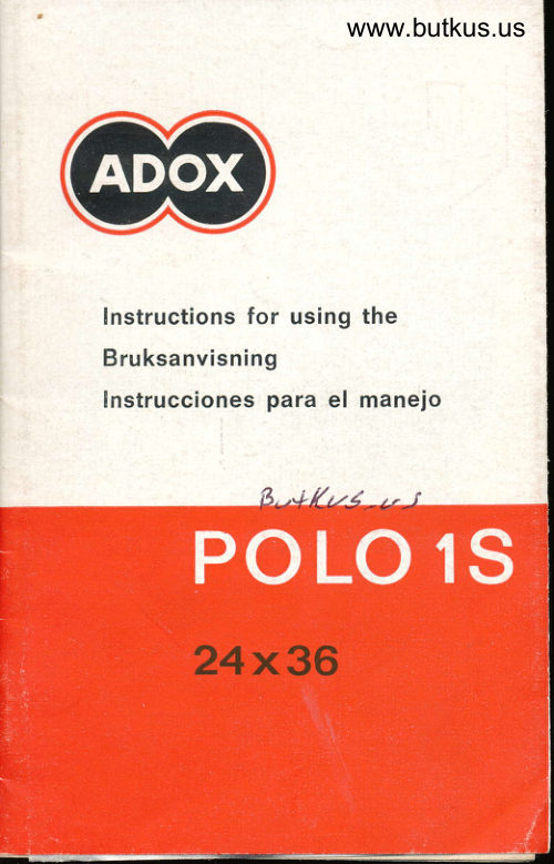ADOX POLO 1S manual cover